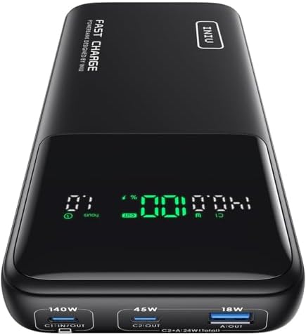 INIU 140W Laptop Power Bank, Flight-Safe 27000mAh High Capacity Portable Charger with USB C Cable, Digital Display Phone Charger, 3 Ports Travel External Battery Pack for MacBook iPad Steam Deck etc