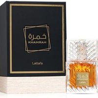 Lattafa Khamrah - Vainilla, picante cálido, ámbar, canela - Perfume Eau de Parfum de larga duración para unisex, 3.40 onzas / 100 ml