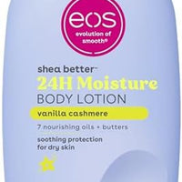eos Shea Better Loción corporal Vanilla Cashmere, cuidado de la piel con humedad las 24 horas, ligera y no grasosa, karité natural, vegano, loción corporal de vainilla, 16 onzas líquidas