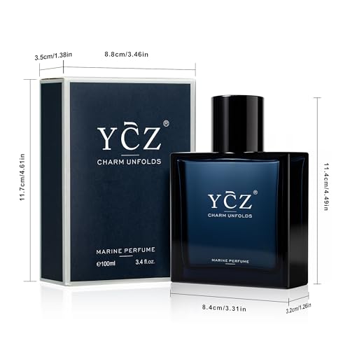 Ycz Midnight Marine Eau De Parfum For Men, 3.4 Fl Oz | Long-Lasting Fresh Marine Woody Fragrance With Grapefruit, Ginger, And Cedar Notes For Daily Wear, Date Nights, And Gifts.