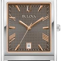 Bulova Men's Classic Sutton 3-Hand Calendar Quartz Leather Strap, Patterned Dial, Sapphire Crystal, 29 x 41mm