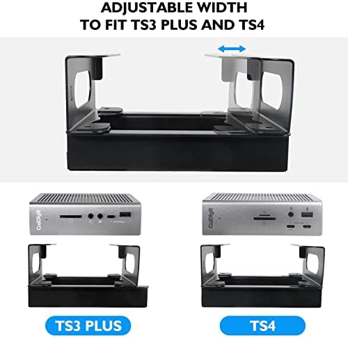 Under Desk Holder for Thunderbolt 4 Dock/Thunderbolt 3 Dock and Power Cable, Under Desk Iron Storage Rack for TS4 / TS3 Plus, No Drill, Easy Install with All Hardware Included