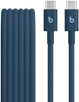 Beats USB-C to USB-C Woven Cable Fast Charging Durable/Tangle-Free Compatible Charger for Apple & Android Devices (1.5 m, 5 ft) - Bolt Black