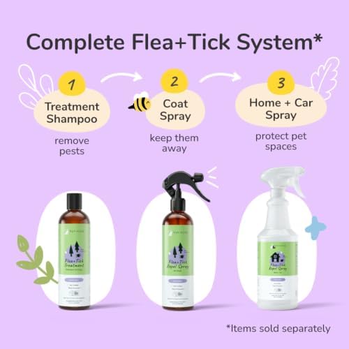 kin+kind Natural Flea and Tick Prevention for Dogs – Non-Greasy Coat Spray, Vet-Formulated, Lavender, 12 fl oz