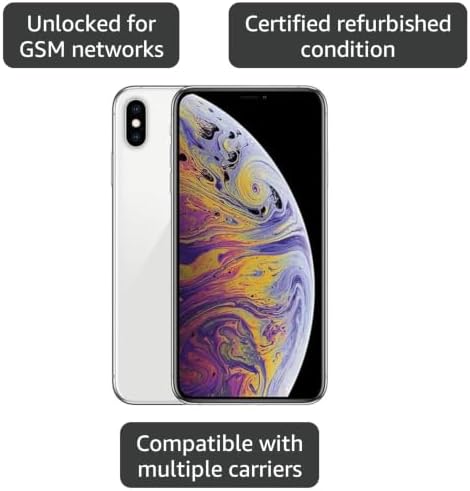 Apple iPhone XS Max, 64GB, Silver - Fully Unlocked (Renewed)