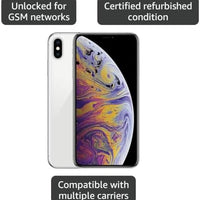 Apple iPhone XS Max, 64GB, Silver - Fully Unlocked (Renewed)