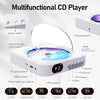 Bluetooth Portable Home CD Music Player with Remote Control, Timer, Built-in Speakers and LED Display - FM Radio Boombox (White)