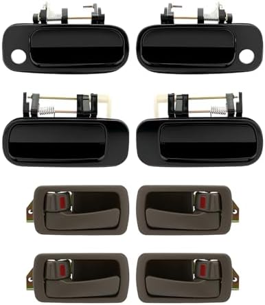 Outside & Inside Door Handles Brown, Compatible with 1992-1996 Toyota Camry | Interior & Exterior Front & Rear Left Driver & Right Passenger Side Door Handle Set, 77619, 90015, 77386, 77401, 80493, 80486