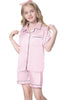 Umeyda Women & Girls Pajamas Set, Soft Satin Lightweight Silk Button-Down Top with Shorts 2 Piece PJS for Mom Boys Kids Gifts