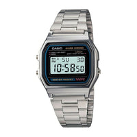 CASIO A158WA-1 Reloj digital para hombre con retroiluminación LED, cronómetro, alarma diaria y resistencia al agua
