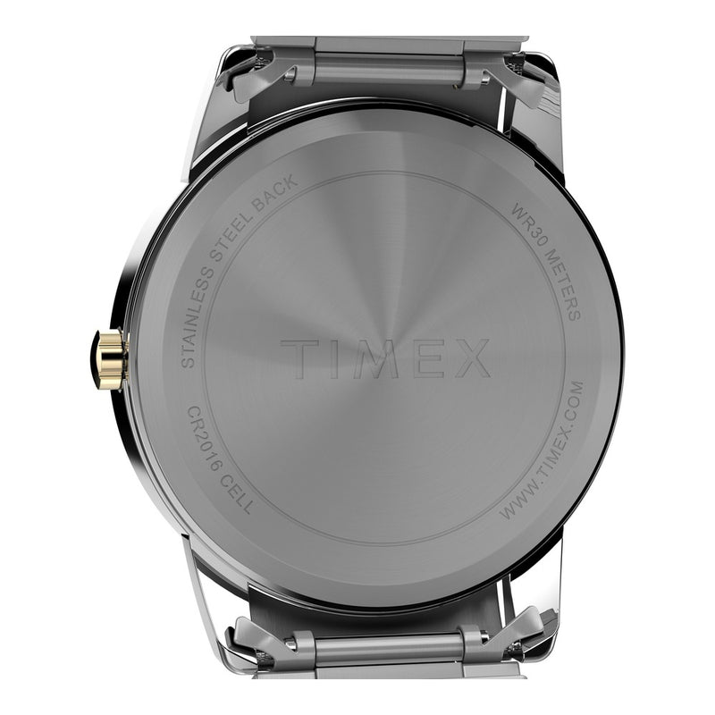 Timex Easy Reader con caja de dos tonos, banda de expansión multicolor, esfera blanca, y resistente al agua