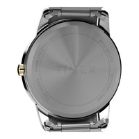 Timex Easy Reader con caja de dos tonos, banda de expansión multicolor, esfera blanca, y resistente al agua