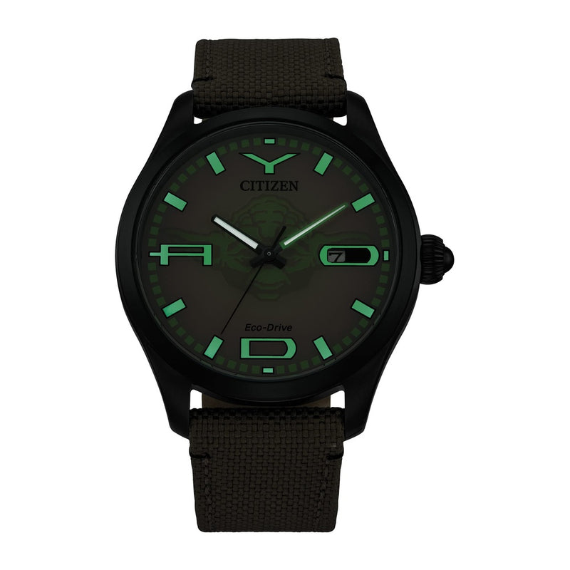 Citizen Eco-Drive Star Wars Yoda Judge me by my size do you Reloj IP Negro Cordura Luminoso Modelo BM6839-06W Negro Marrón Classic