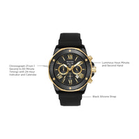 Reloj de cuarzo Bulova Marine Star Series A con cronógrafo, acero inoxidable ionizado en oro negro/rosa, correa de silicona negra