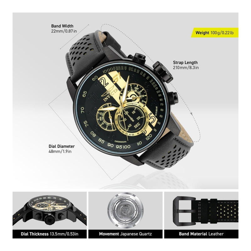 Invicta S1 Rally, reloj de cuarzo para hombre, diseño elegante deportivo en acero inoxidable y cuero
