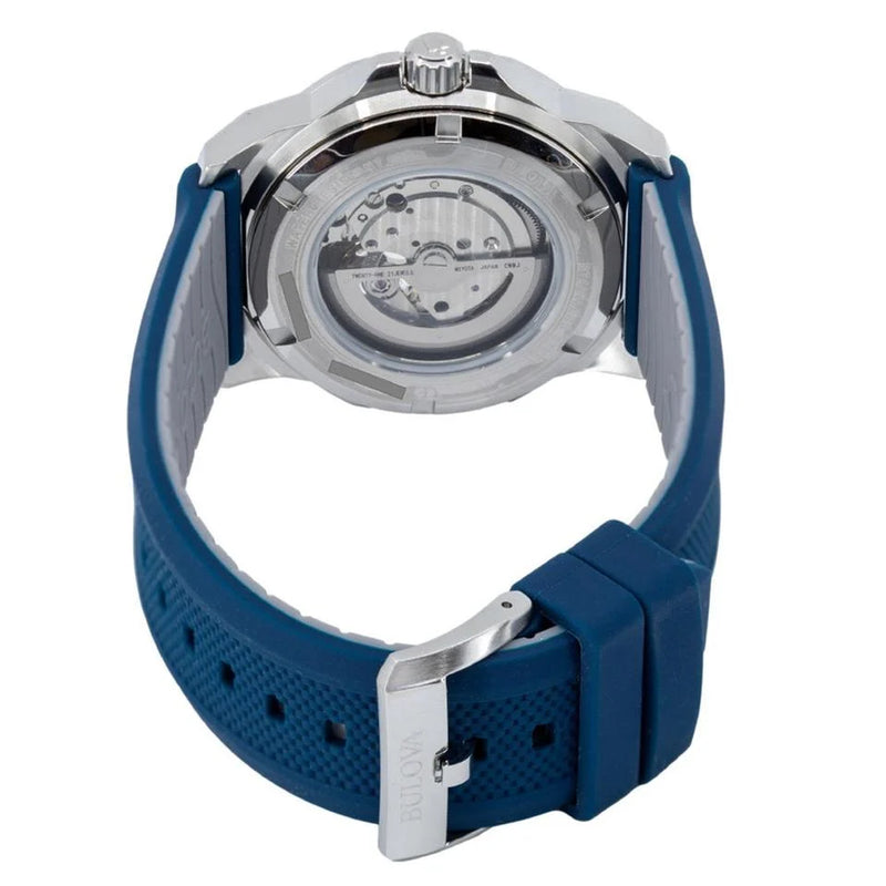 Bulova Marine Star 98A303 Automatic 45mm Blue Dial Rubber Strap Men's Watch
