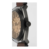 Reloj de Pulsera Automático Fossil Everett en Acero Inoxidable con Correa de Cuero, Esfera Negra y Resistente al Agua