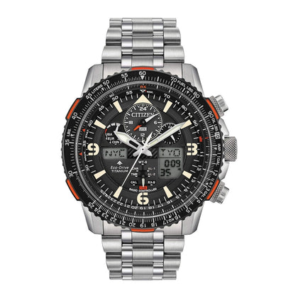 Citizen Reloj Promaster Air Skyhawk Eco-Drive Super Titanium para hombre con cronometraje atómico y cristal antirreflectante