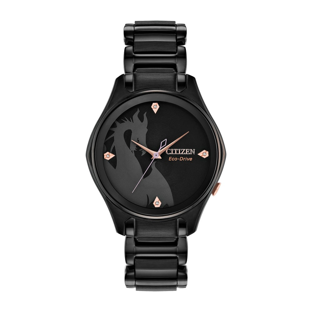 Reloj Citizen Eco-Drive Disney de acero inoxidable para mujer modelo Maléfica, diseño elegante y sofisticado