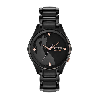 Reloj Citizen Eco-Drive Disney de acero inoxidable para mujer modelo Maléfica, diseño elegante y sofisticado