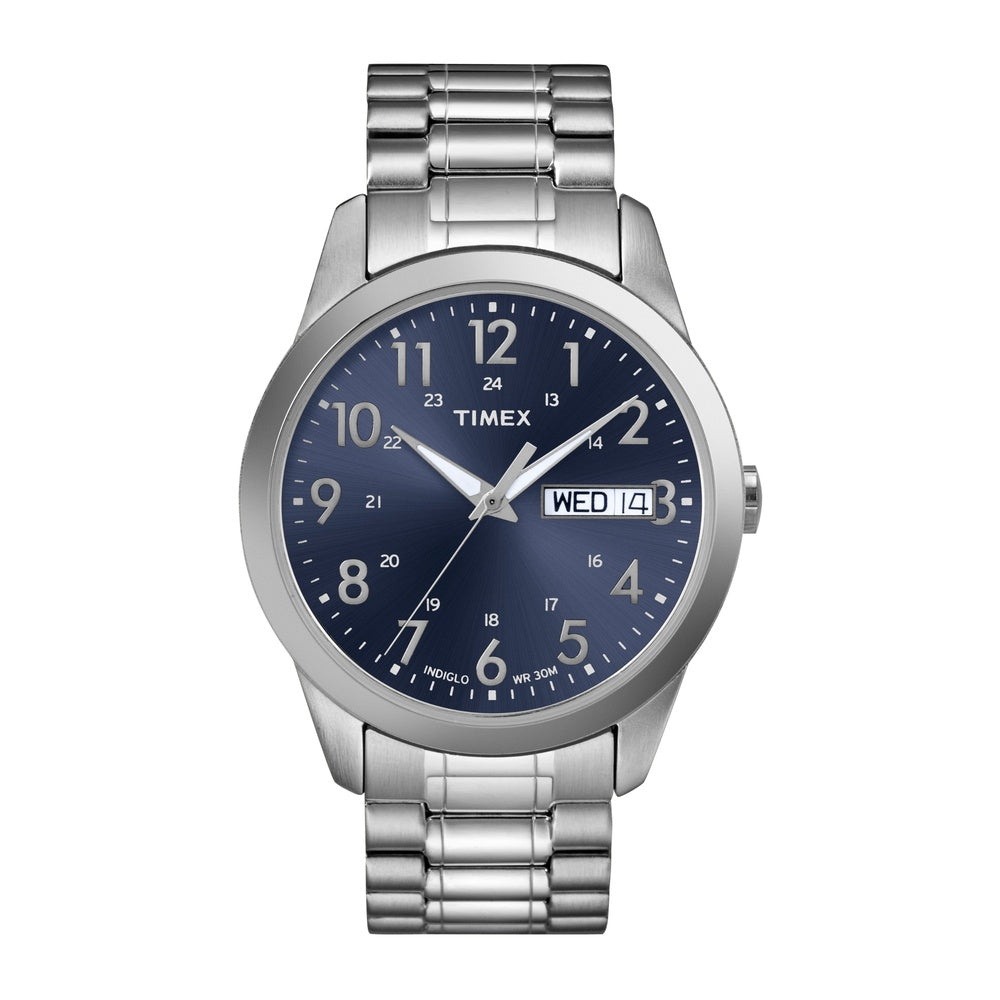 Reloj de pulsera Timex para hombre con caja de acero inoxidable y funciones de calendario y resistencia al agua