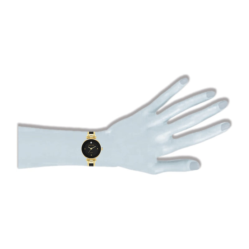 Reloj de pulsera Anne Klein con esfera de diamantes genuinos y diseño elegante en negro y dorado