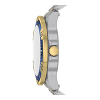 Reloj Fossil Garrett multifuncional de acero inoxidable en dos tonos con estilo deportivo y profundidad resistente al agua