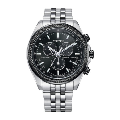 Reloj cronógrafo clásico Eco-Drive de Citizen para hombre en acero inoxidable con calendario perpetuo y taquímetro