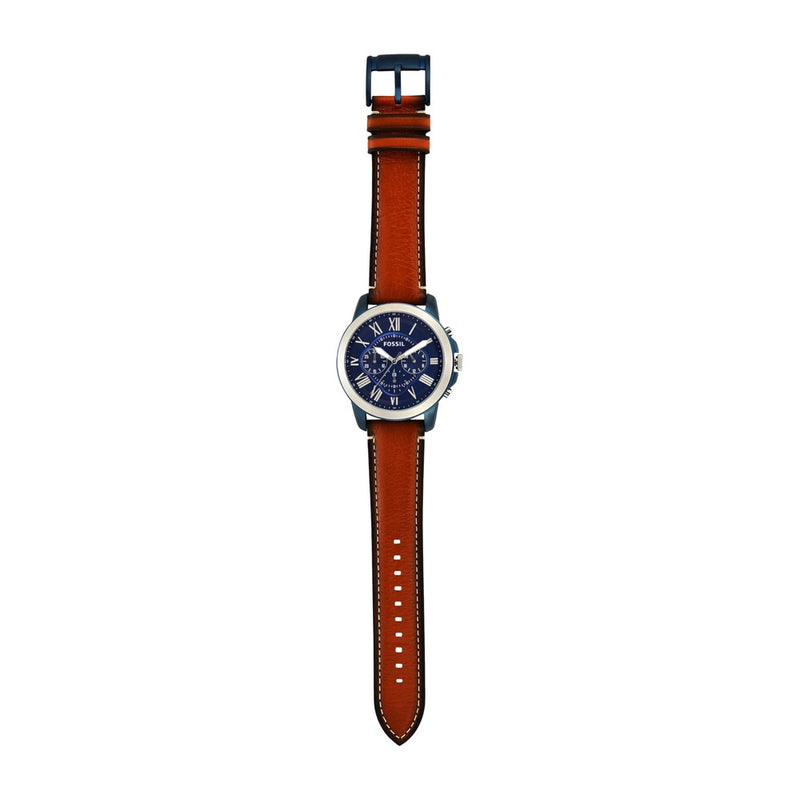 Fossil reloj de hombre estilo clásico con cronógrafo, acero inoxidable y correa de cuero marrón, resistente al agua hasta 50 metros