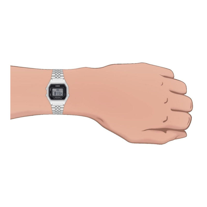 Reloj Digital Retro Casio para Dama en Color Plateado, Modelo LA-680WA-1DF
