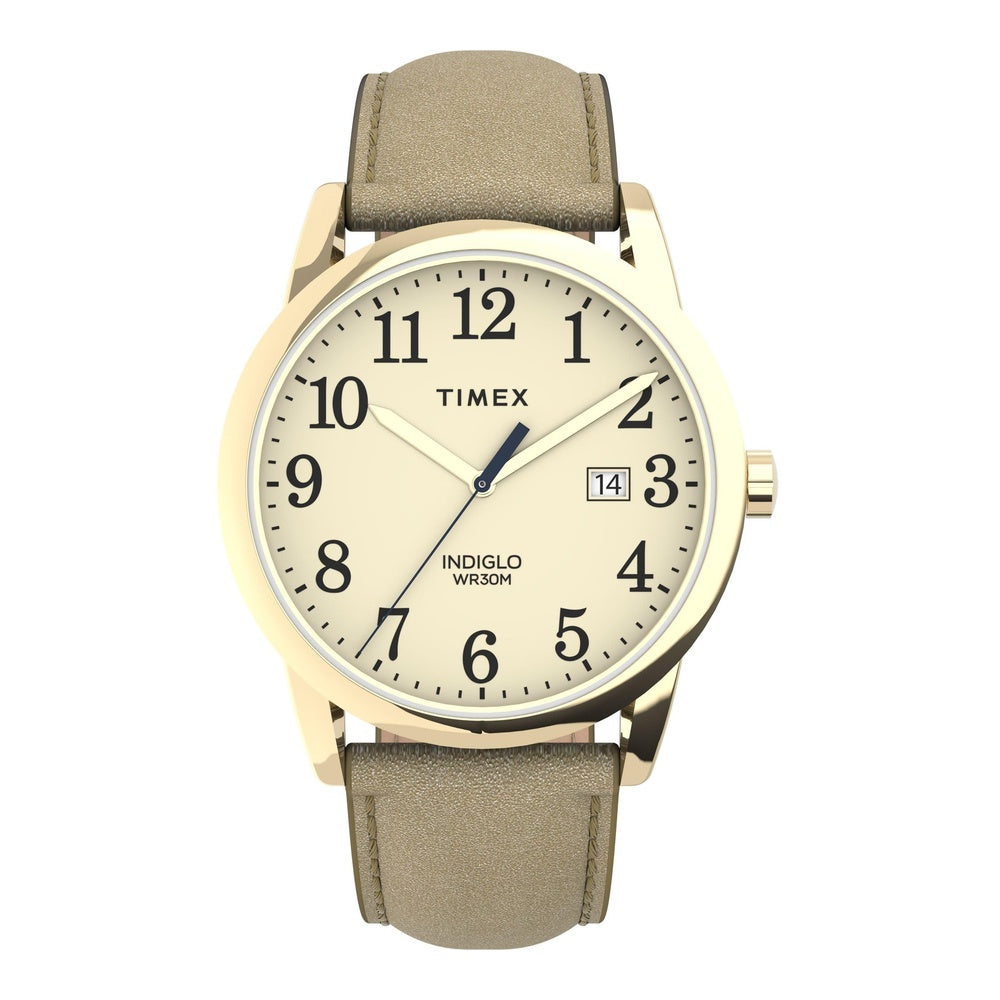 Reloj Timex Easy Reader para mujer con esfera clara, correa de cuero y resistencia al agua hasta 30 m