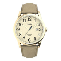 Reloj Timex Easy Reader para mujer con esfera clara, correa de cuero y resistencia al agua hasta 30 m