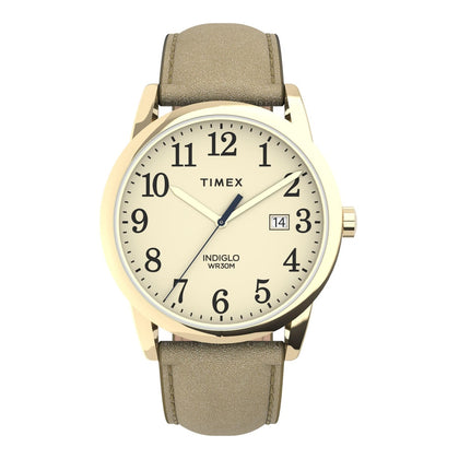 Reloj Timex Easy Reader para mujer con esfera clara, correa de cuero y resistencia al agua hasta 30 m