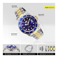 Invicta Pro Diver, reloj de cuarzo masculino con correa de acero inoxidable y resistencia al agua hasta 200 metros