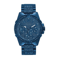 Reloj GUESS de acero inoxidable dorado con adornos de cristal, multifunción, resistente al agua, cierre desplegable