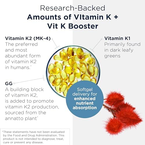 Designs for Health BRF 45 - Vitamin K1 + Vitamin K2 as MK-4 to Promote Bone Strength, Healthy Aging + Arterial Health - 2 Forms of Vitamin K + GG to Aid Vitamin K2 MK4 Production (60 Softgels)