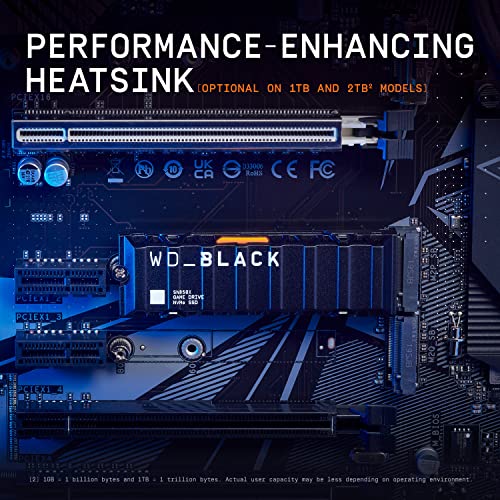 WD_Black SN850X 4TB NVMe SSD with Heatsink - M.2 2280, Up to 7,300 MB/s Read speeds, Up to 6,300 MB/s Write speeds, Gaming Expansion, High Performance Internal Solid State Drive - WDS400T2XHE