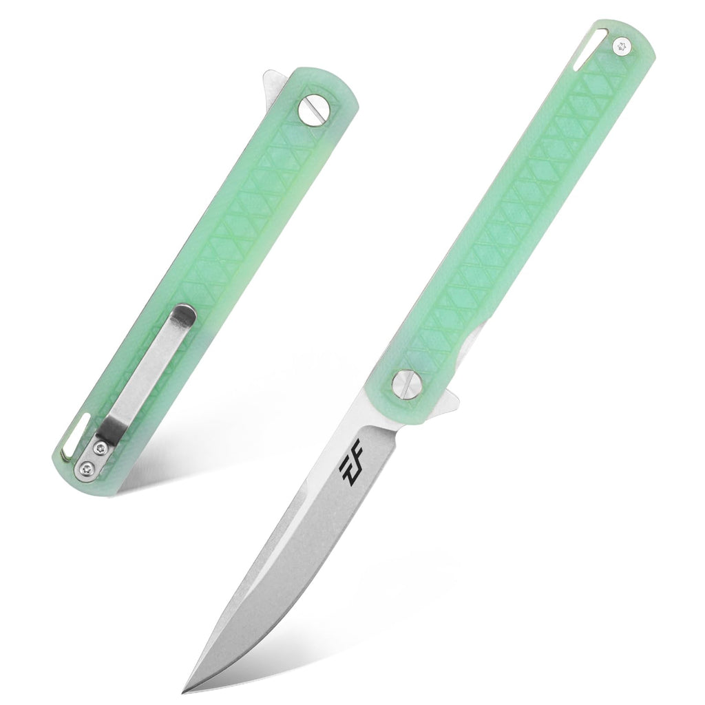 Eafengrow EF16 Folding Knife Flipper Ball Bearing Point D2 Blade G10 Handle with Pocket Clip Everday Carry Pocket Knife