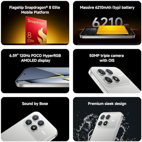 XIAOMI Poco F8 PRO 5G Ai (Compatible with Tmobile Mint Tello & Global) (256GB + 12GB) Ai 2K 6.59" Bose Sound 50MP Gamers Phone NFC Dual sim Unlocked Model 2510DPC44G Liberado (Black)