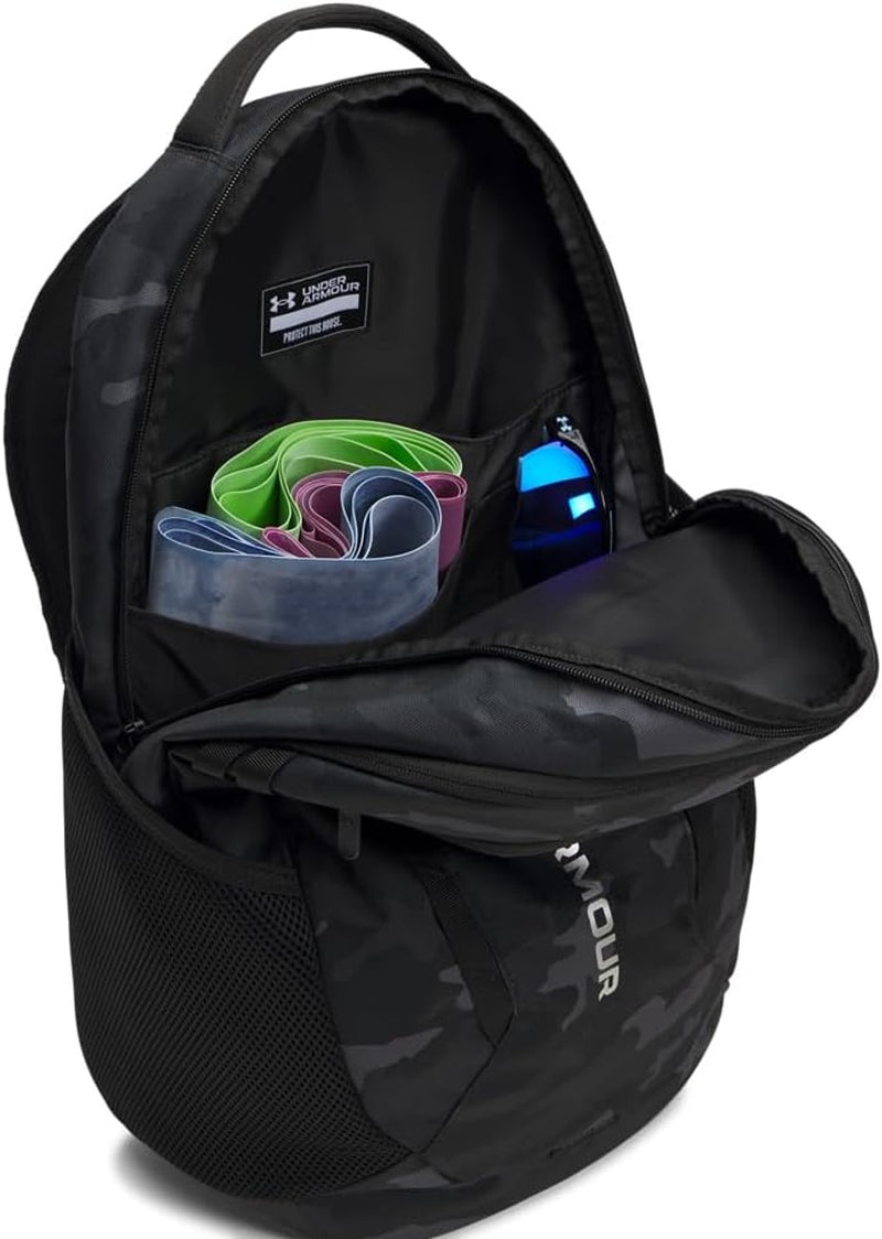 Under Armour Unisex Hustle 6.0 Backpack, (007) Black/Black/Metallic