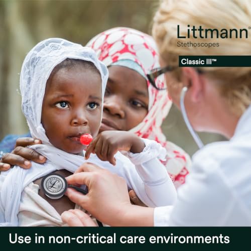 3M Littmann Classic III Monitoring Stethoscope, 5633, More Than 2X as Loud, Weighs Less, Stainless Steel Chestpiece, 27" Pearl Pink Tube