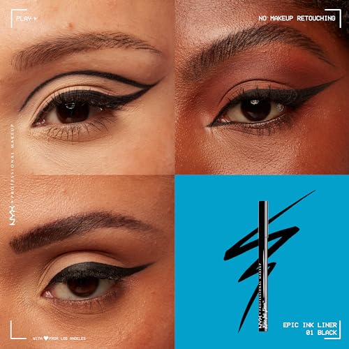 NYX PROFESSIONAL MAKEUP Epic Ink Liner, Delineador Líquido a Prueba de Agua - Negro, Fórmula Vegana