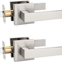 Tinewa 2 Pack Brushed Nickel Passage Door Levers Interior Door Handles, Heavy Duty Closet Hallway Door Handle Sets