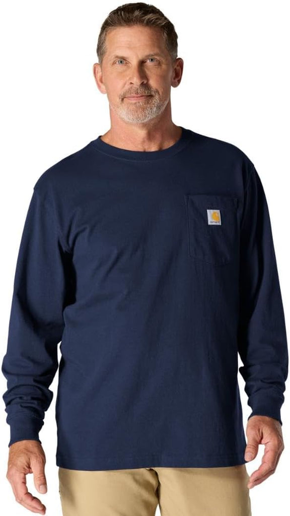Carhartt Men's Dearborn Loose LS T-Shirt, Navy, X-Large - Small / Thundercloud Heather
