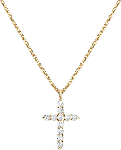 Ofertaza, PAVOI 14K Gold Plated Cubic Zirconia Cross Necklace