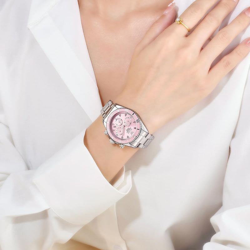 OLEVS Womens Watch Fashion Dress Diamond Female Watches for Ladies Analog Stainless Steel Waterproof Luminous Day Date Two Tone Wristwatch