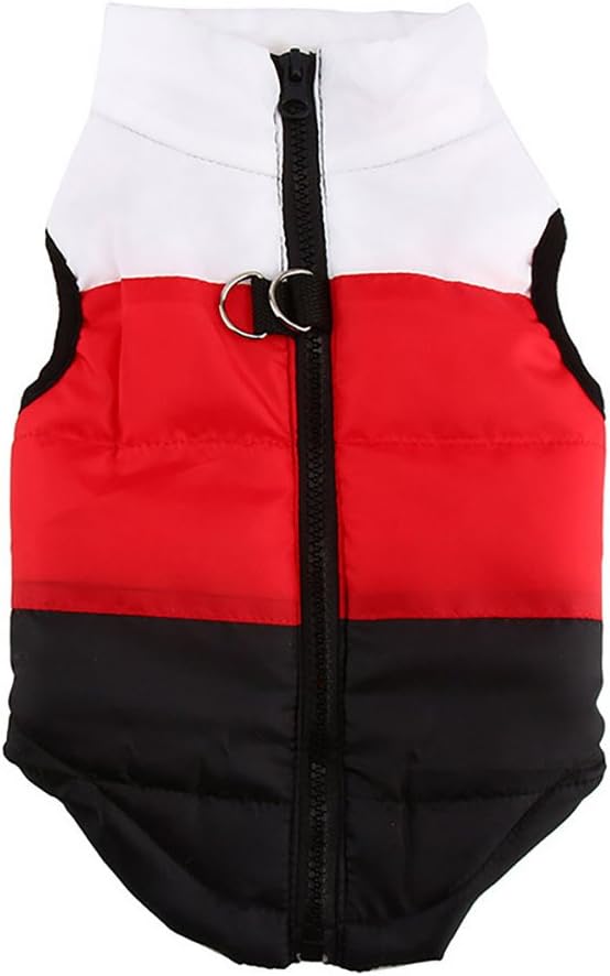 MaruPet Winter Dog Vest - Waterproof Windproof Warm Coat for Cold Weather - Small Medium Dogs (Not Big Dogs) - White/Red