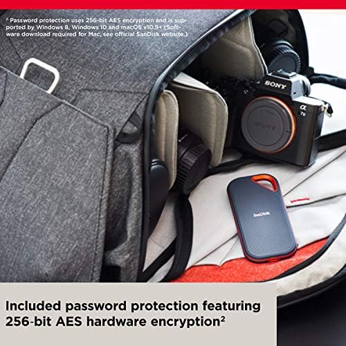 SANDISK 2TB Extreme PRO Portable SSD - Up to 2000MB/s - USB-C, USB 3.2 Gen 2x2, IP65 Water and Dust Resistance, Updated Firmware - External Solid State Drive - SDSSDE81-2T00-G25