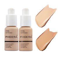 2 Pack PHOERA Foundation 102# Nude and 104# Buff Beige,Full Coverage Flawless Soft Matte 24 HR Oil Control Waterproof Co