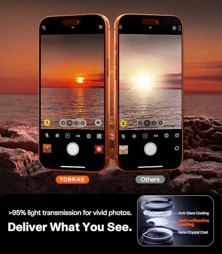 TORRAS for iPhone 17 Pro Max Camera Lens Protector, Cosmic Orange, 1 Pack | One-Piece Camera Protection, Full Camera Island Coverage, 1:1 Invisible Fit, Metal Frame & 9H+ Glass, 12FT Drop Protection